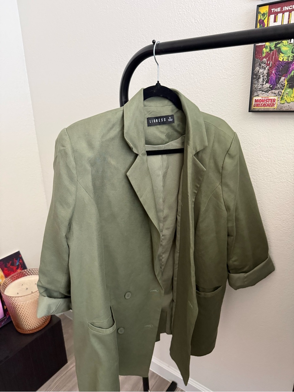 Lioness Olive Green Double-Breasted Blazer